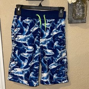 Gap Boys Lined Shark Print Pocketed Swim Trunks Size L(10)